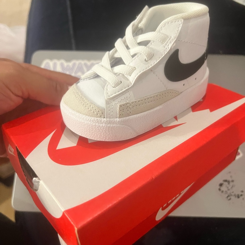 Nike Kids White and Black High-Top Sneakers